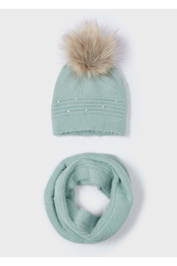 Girl's Scarf-Hat Water Green