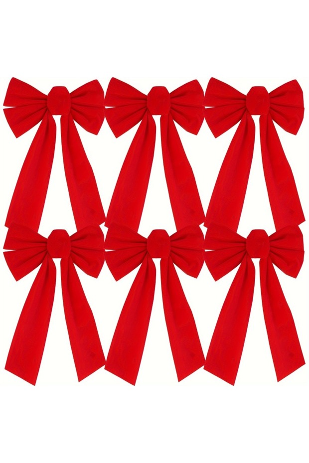 6pcs red 6pcs Red Velvet Christmas Bows,33.02cm x 22.86cm - Perfect for Wreaths, Garlands & Tree Dec