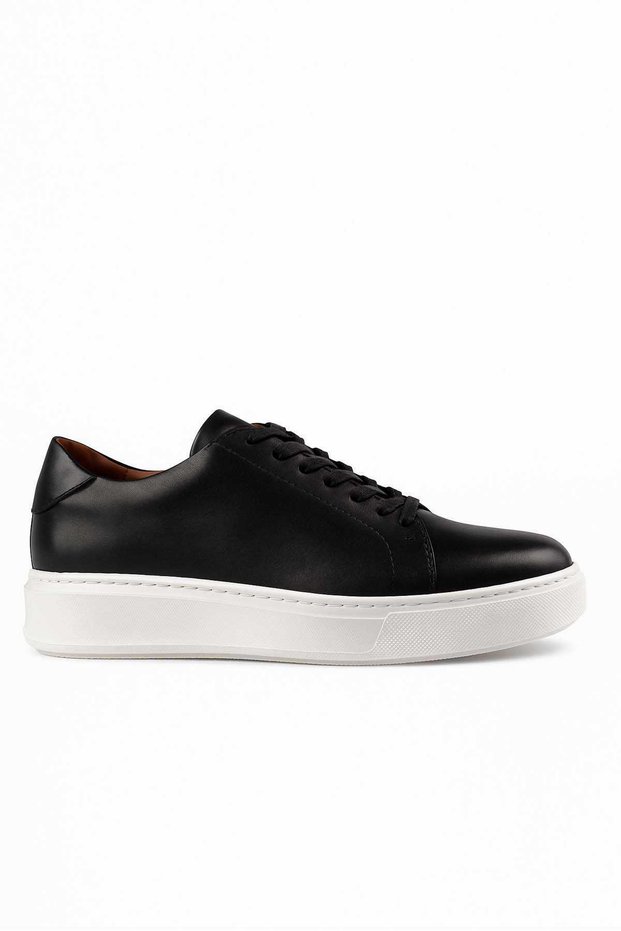 Men's Black Seasonal Casual Leather Sports Shoes