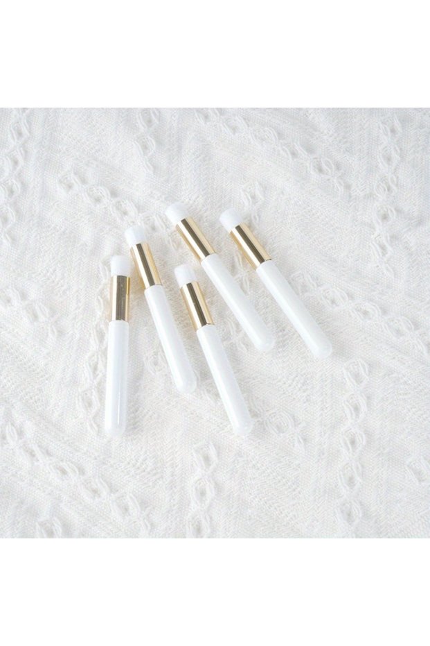 10pcs White Golden 10 Pcs Precision Crafted Mini Blending Brushes 0.4'' Dense Bristles Golden Ferrul
