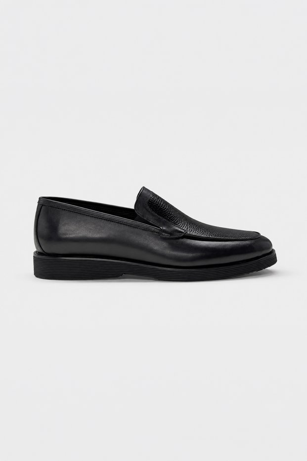 Men's Black Classic Analin Loafer Rubber Sole Shoes
