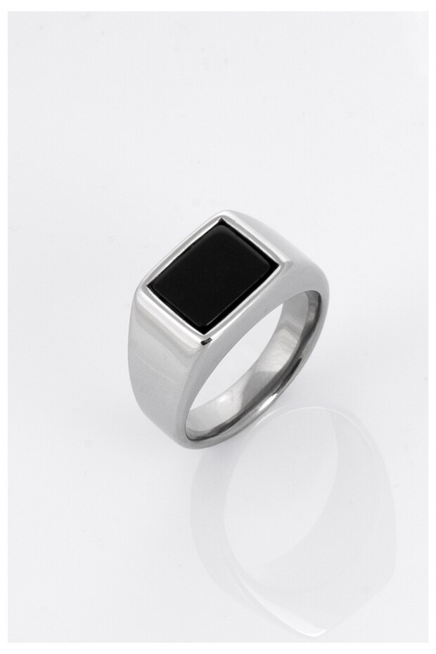 Black Stone Square Men's Ring