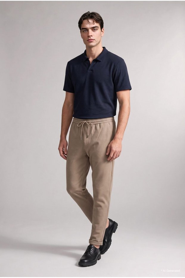 Regular Fit Buttonless Resort Collar Short Sleeve Basic Polo T-Shirt I4054Ax26Au