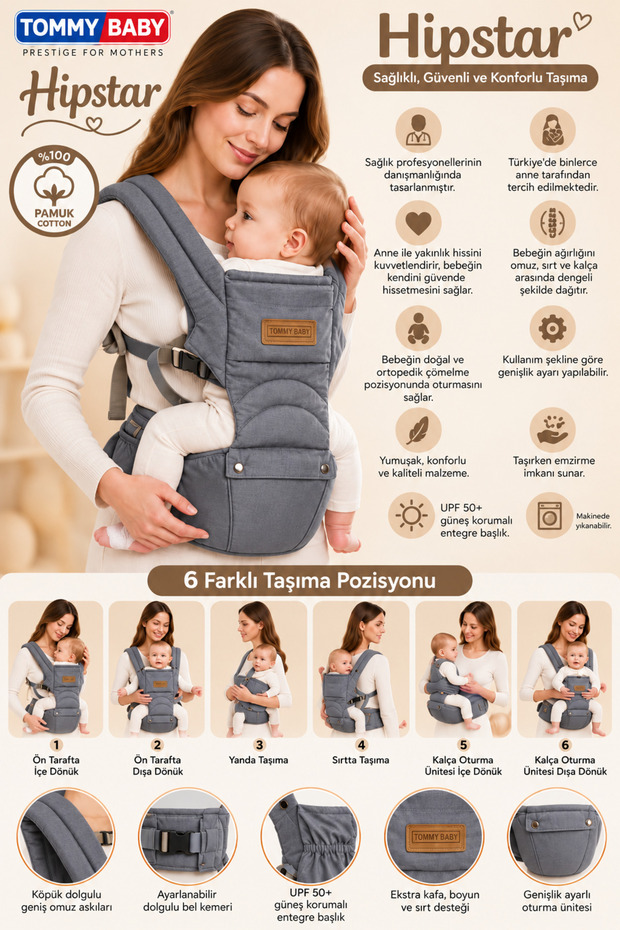 Hipstar 6 in 1 Full Anatomical Luxury Kangaroo with Seat