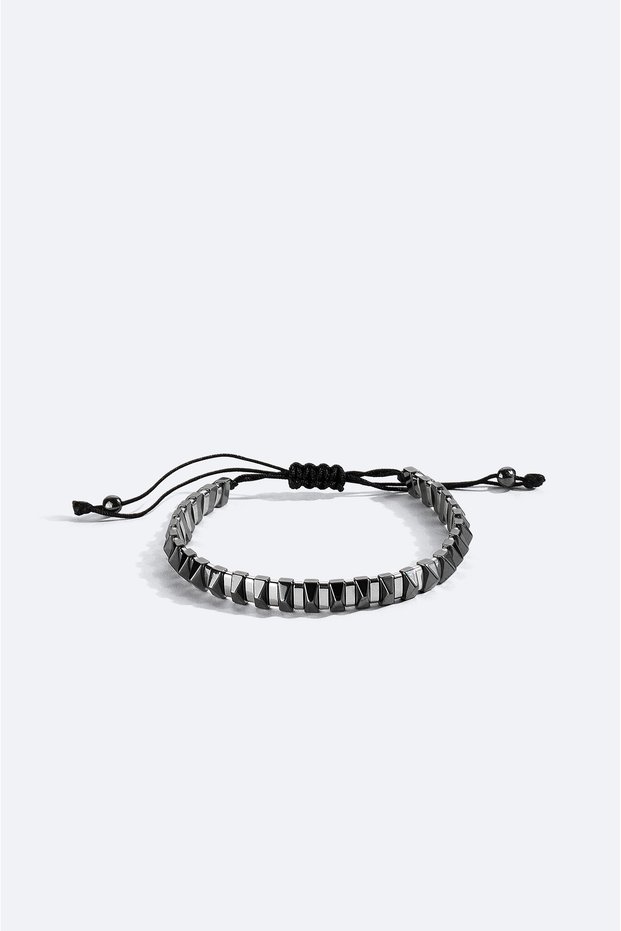 Men's Silver Color Hematite Stone Bracelet B009607
