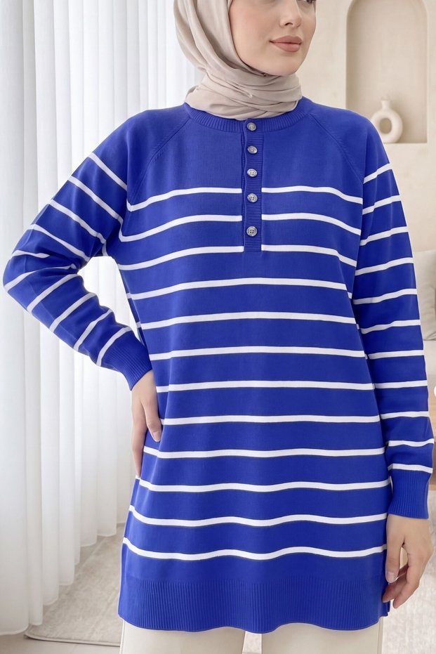 Half Button Slit Knitwear Tunic