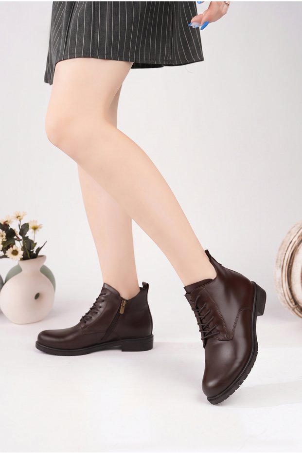 Genuine Leather Brown Women's Leather Boots Dp56-91115