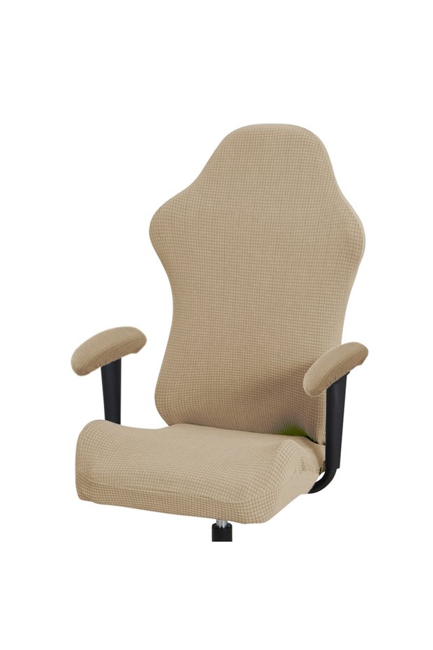 Khaki Thick Jacquard Office Computer Game Chair Slipcovers Stretchy Polyester Reclining Racing Gamin