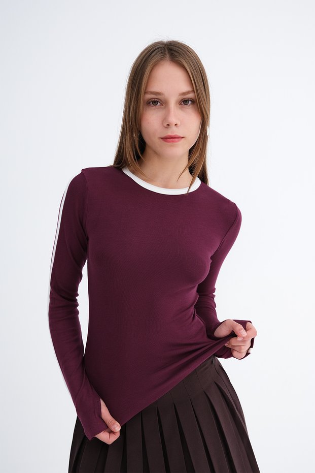 Piping Detailed Blouse B9058