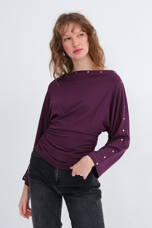Staple Detailed Long Sleeve Blouse B1052