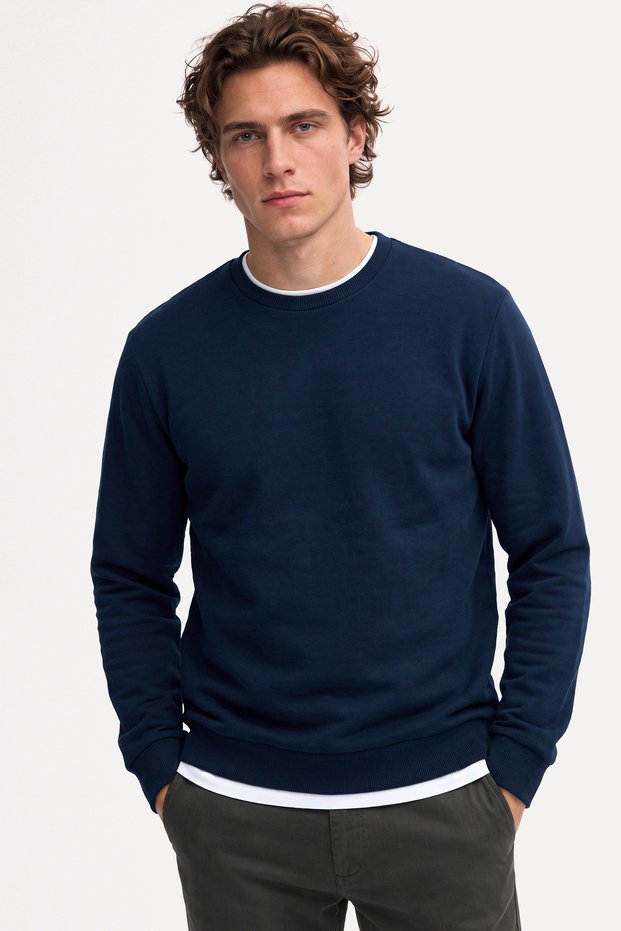 Men's Navy Blue Crew Neck Sweatshirt
