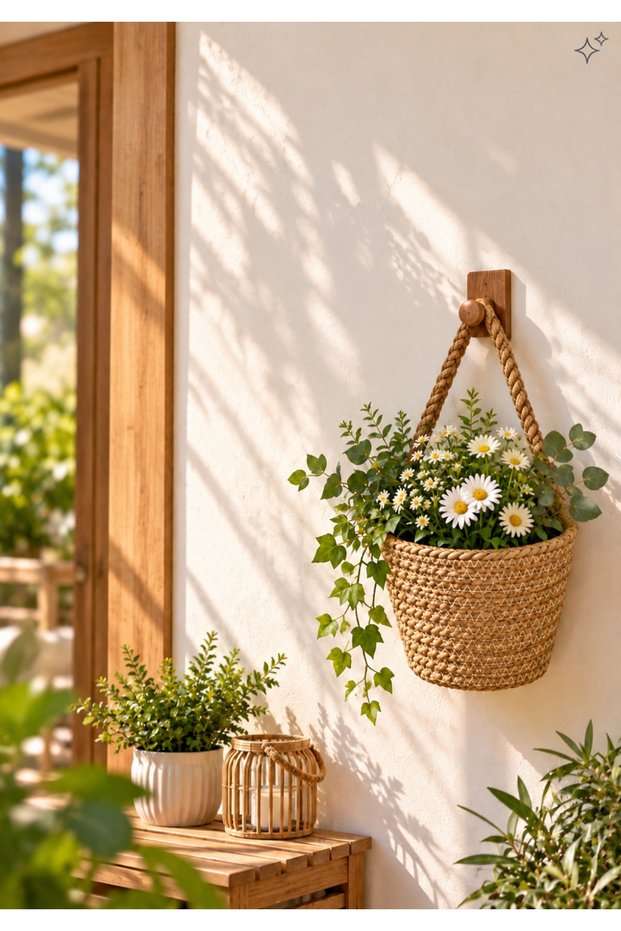 Decorative Basket Mini Basket 12X10 cm Plant and Wooden Hanger Not Included
