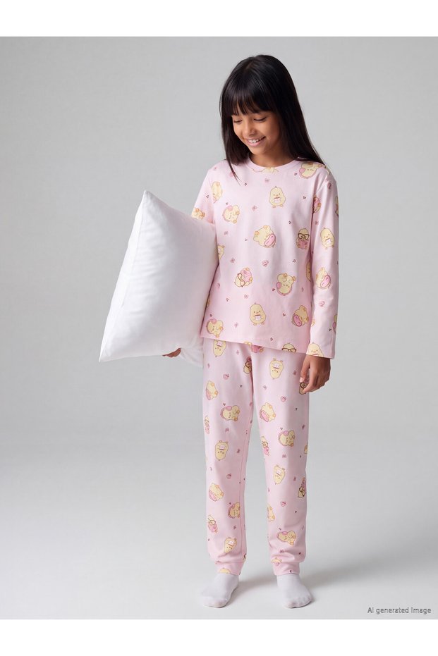 Özmarka New Season Pink Printed Girls' Pajama Set