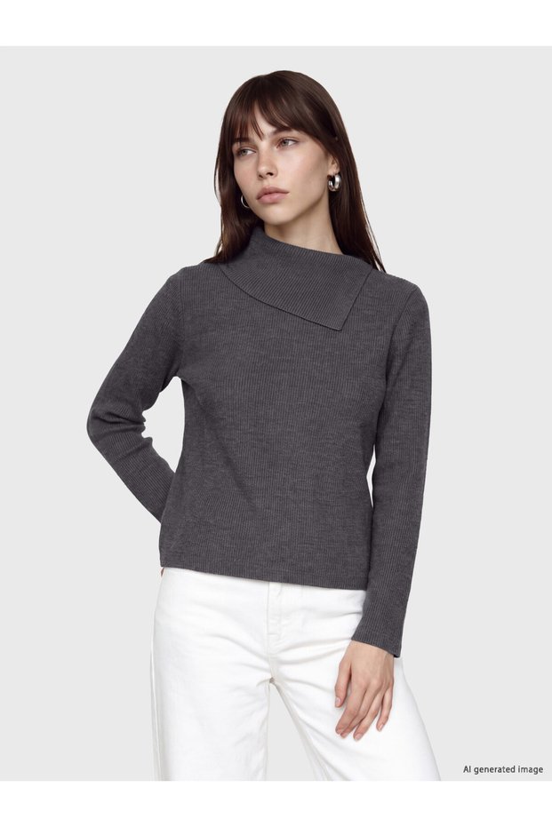 Sparkling Choices from Shining Store Asymmetrical Fisherman Roba Collar Women's Knitwear Sweater