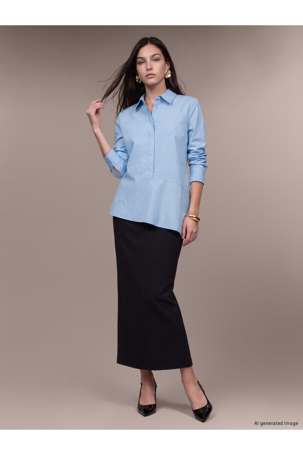 Sparkling Choices Shirt Roba Collar Asymmetric Tailoring Blouse from Shining Store