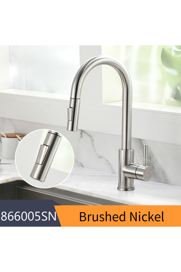 866005 Brush Nickel G1/2 Kitchen Faucet Black Surface Water Faucet Kitchen Sink Faucet Pull-out Kitc
