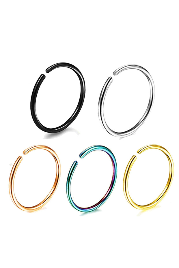 0.8x6mm 5 colors - 5pcs 2/3/5Pcs 20G 18G Stainless Steel Fake Body Jewelry - 6-10mm Septum/Nose/Lip