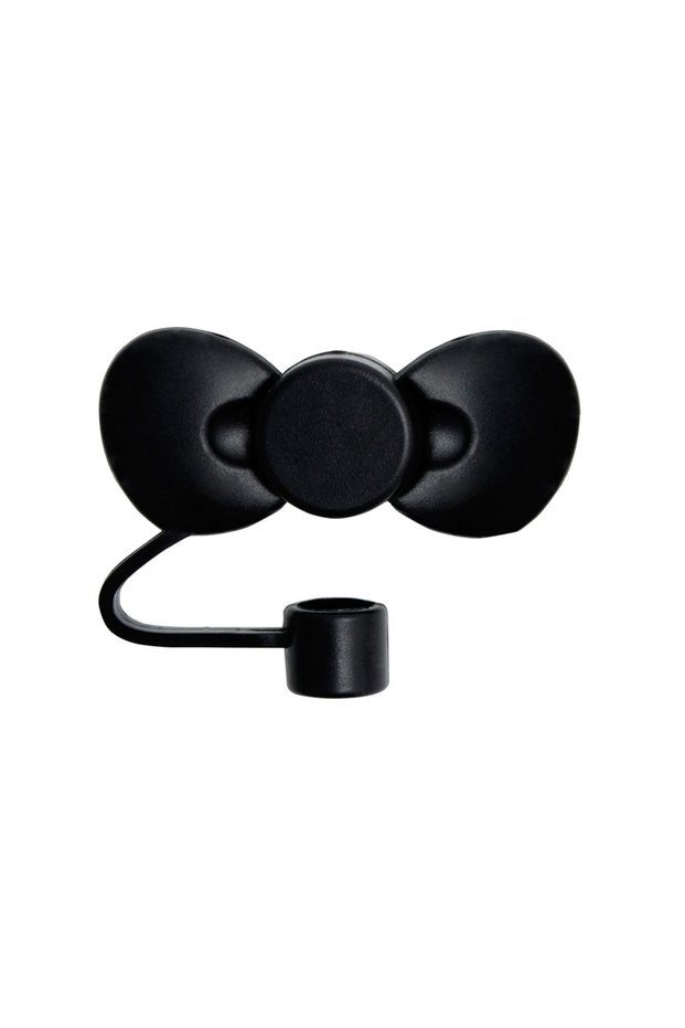 black Lovely Bow Straw Covers Cap Toppers For Stanley 30&40 02 Tumbler Cup Reusable Cute Silicone St