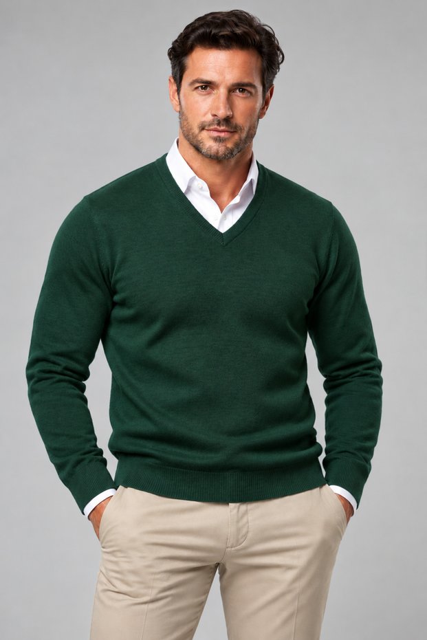 Rüya Men's 100% Cotton Knitwear V-Neck Sweater Seasonal Stylish Casual