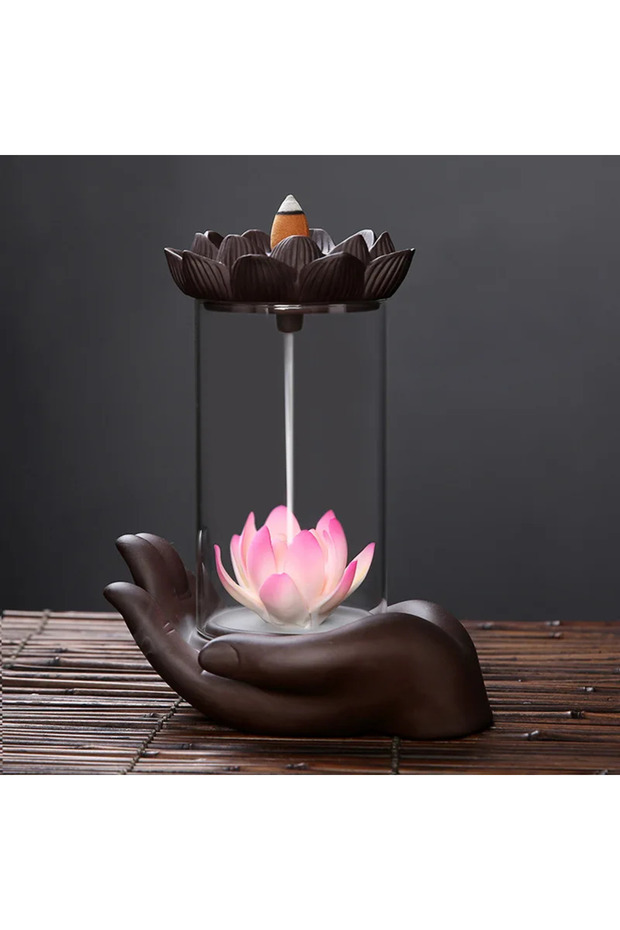 Lotus Only Burner 1pc,Monkey King Handicraft Windproof Backflow Incense Burner LED Ball Home Office