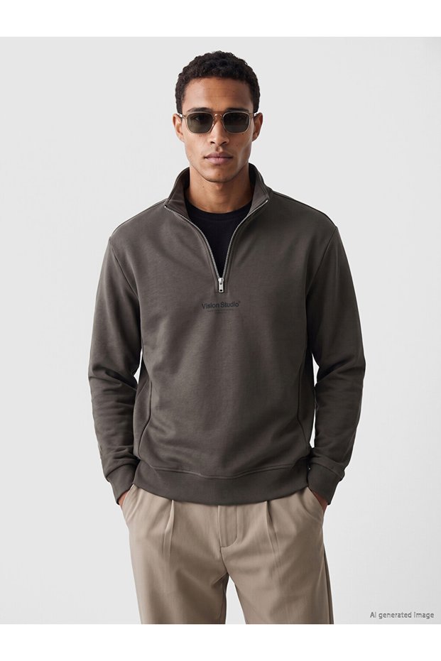 Sparkling Choices from Shining Store Men's Thick Sweatshirt with High Collar and Printed Design