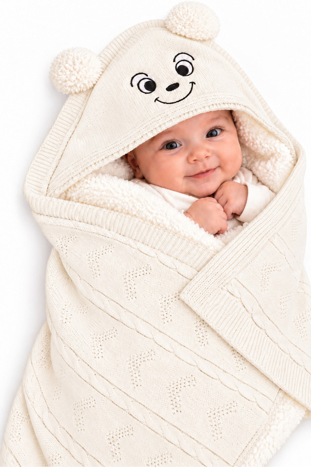 Soft and Cute Embroidered 90X90 Welsoft Knitwear Baby Blanket