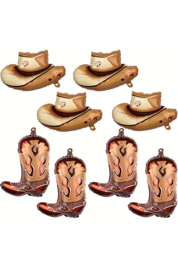 Other 8pcs 8pcs Western Themed Party Balloon Including Cowboy Boots and Cowboy Hat Balloons Western