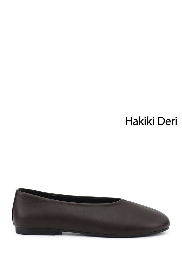 Women's Brown Genuine Leather Ballerinas