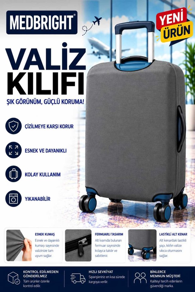 Luggage Cover Suitcase Cover Lycra Flexible Fabric and Durable Luggage Cover Gray-Vk18