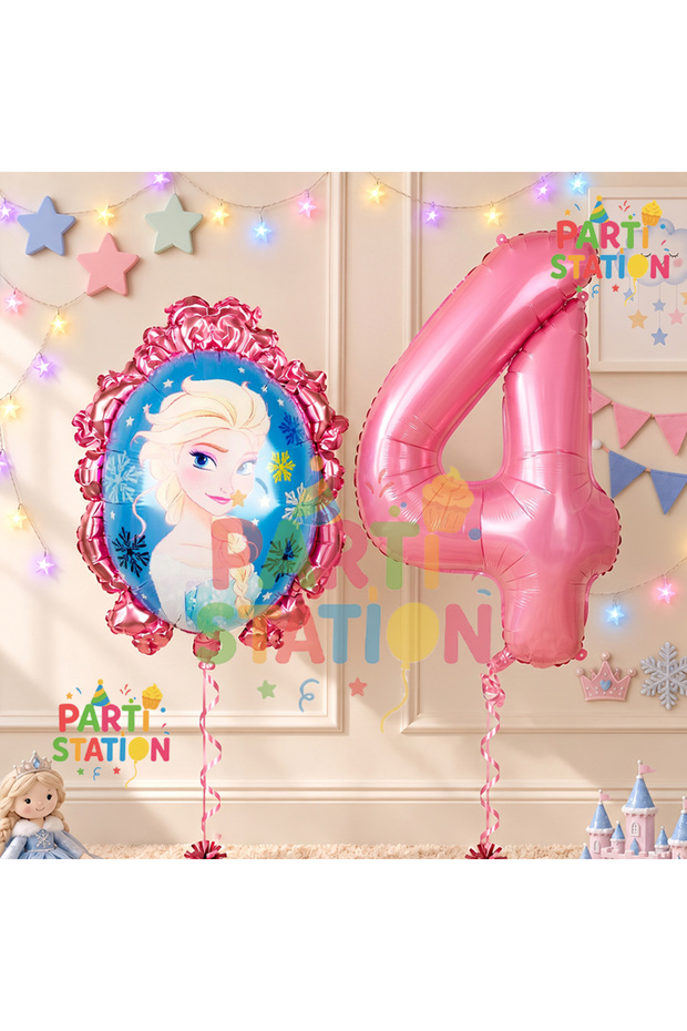 Frozen Balloon 4 Year Old Birthday Set Frozen Concept Balloon and Pink Number Balloon Birthday Set