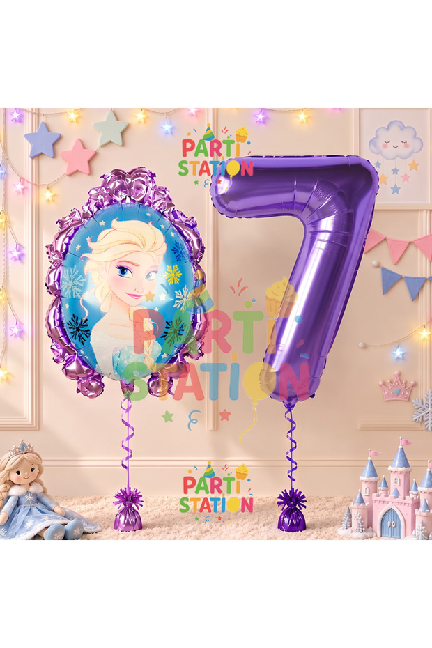Frozen Balloon 7 Year Old Birthday Set Frozen Elsa Concept Balloon and Purple Number Balloon Birthday Set