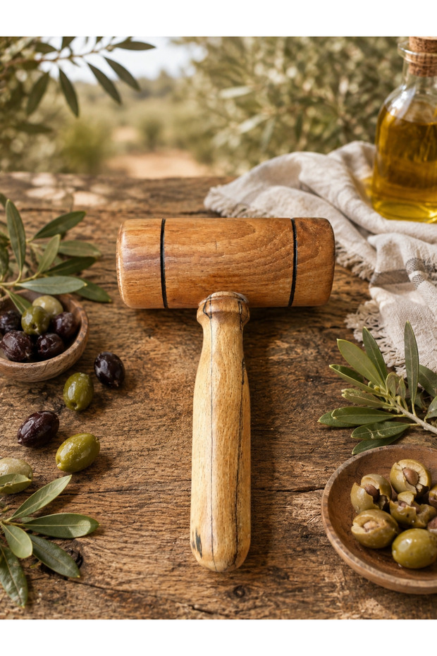 Handmade Small Wooden Pestle Olive Walnut Nutcracker
