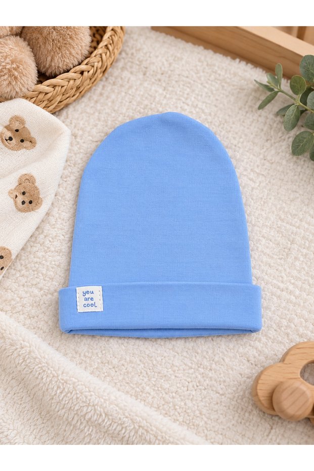 Baby Cotton Blue Folded Newborn Baby Hat