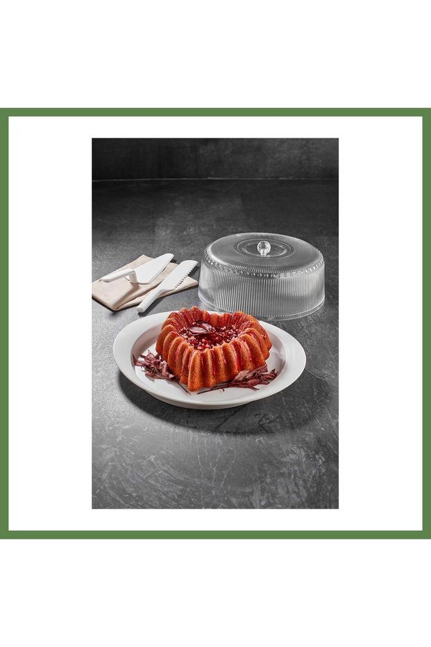 Hobibahçem Acrylic Baroque White 4-Piece Cake Jar & Cake Storage Container & Stylish Presentation Organizer Hb006