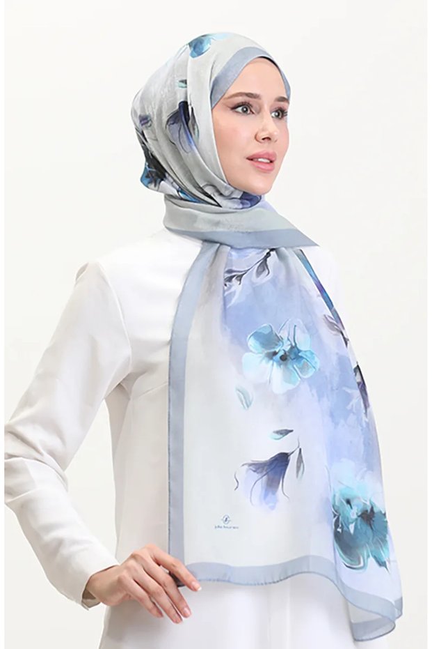 Amber Shawl 70250-09 Silver Gray Blue