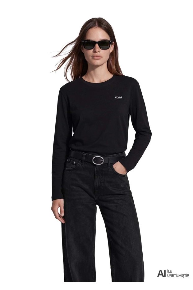 M1620079 Jeans Printed T-Shirt Women's T-Shirt Black
