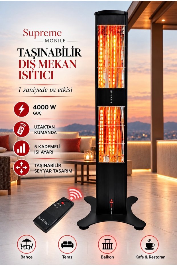 DIŞ MEKAN TAŞINABİLİR ISITICI SUPREME4000 PLUS KULE