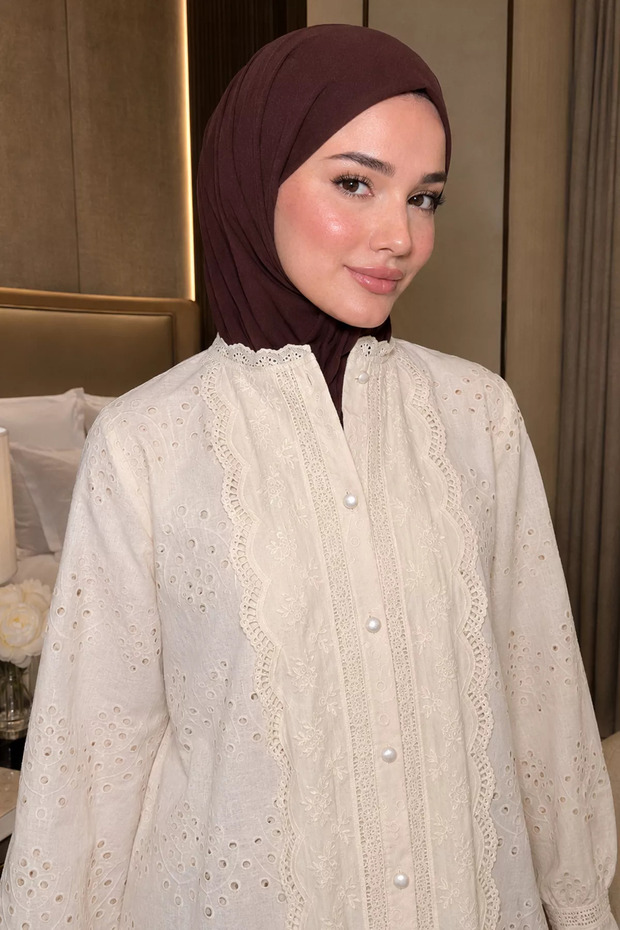 Front Buttoned Scalloped Hijab Shirt Tunic