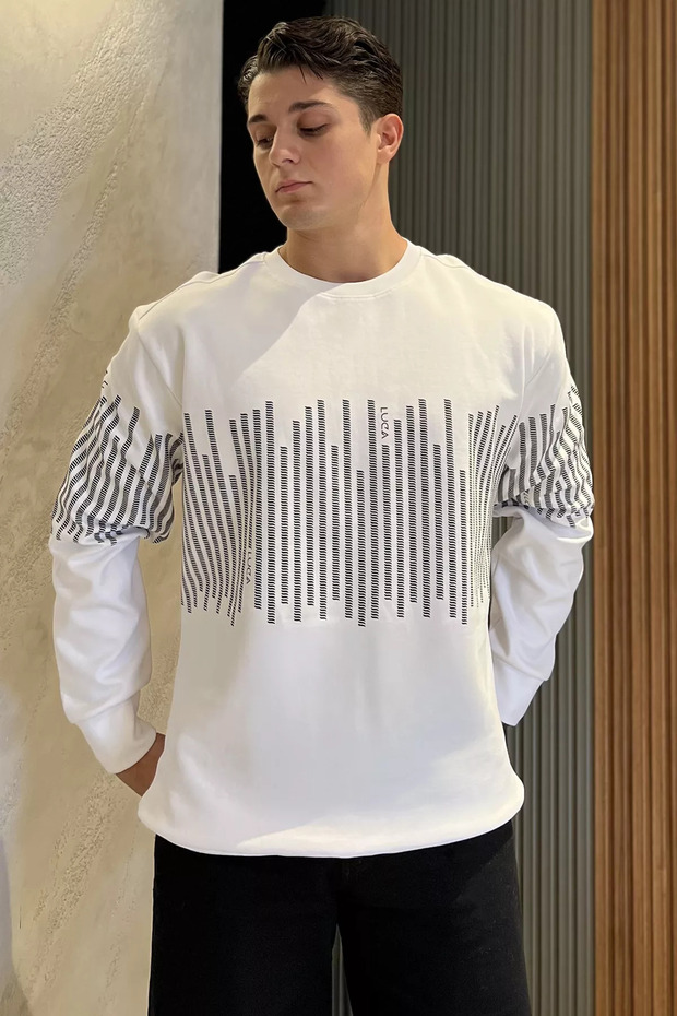 Crew neck printed men's sweatshirt