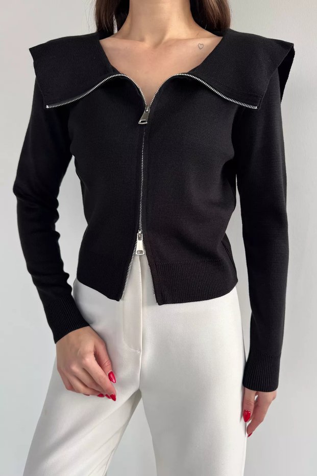 Gülseli Women's Baby Collar Zippered Knitwear Blouse