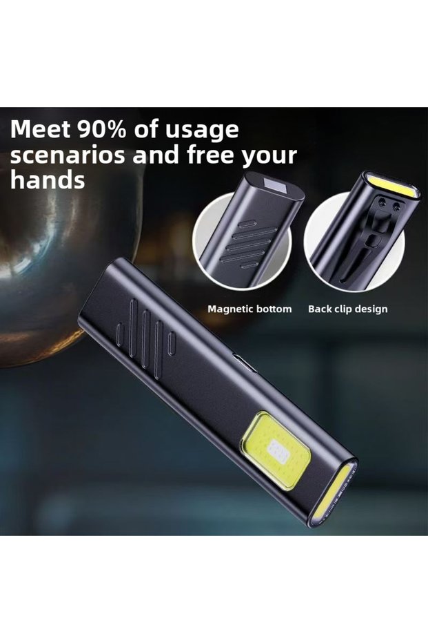 1Pcs Rechargeable Mini LED Keychain Flashlight 800LM Portable Magnetic Pocket Torch Light for Work,
