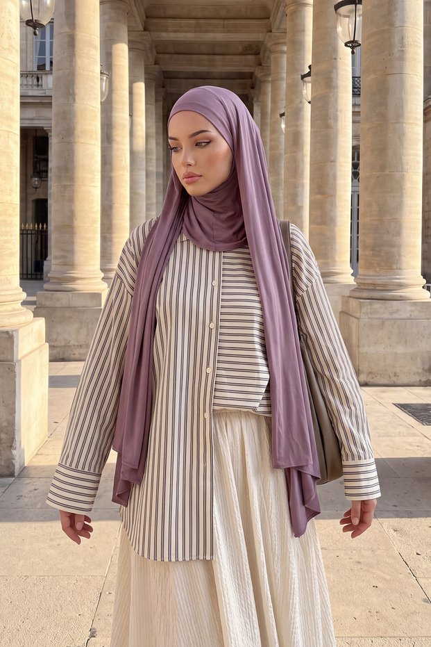 Boynu Kapatan Ninja Boneli Practical Combed Cotton Shawl, Ps-59, Lilac