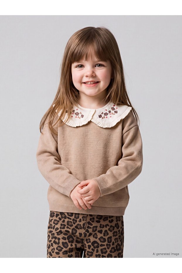 Sparkling Choices from Shining Store Bebe Roba Collar Baby Girl Embroidered Sweater