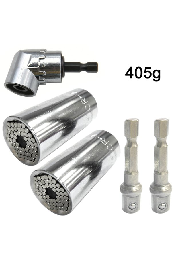 5pc silvery set Multifunctional 7 to 19mm Magic Socket Multi Purpose Wrench Extension Rod Electric H