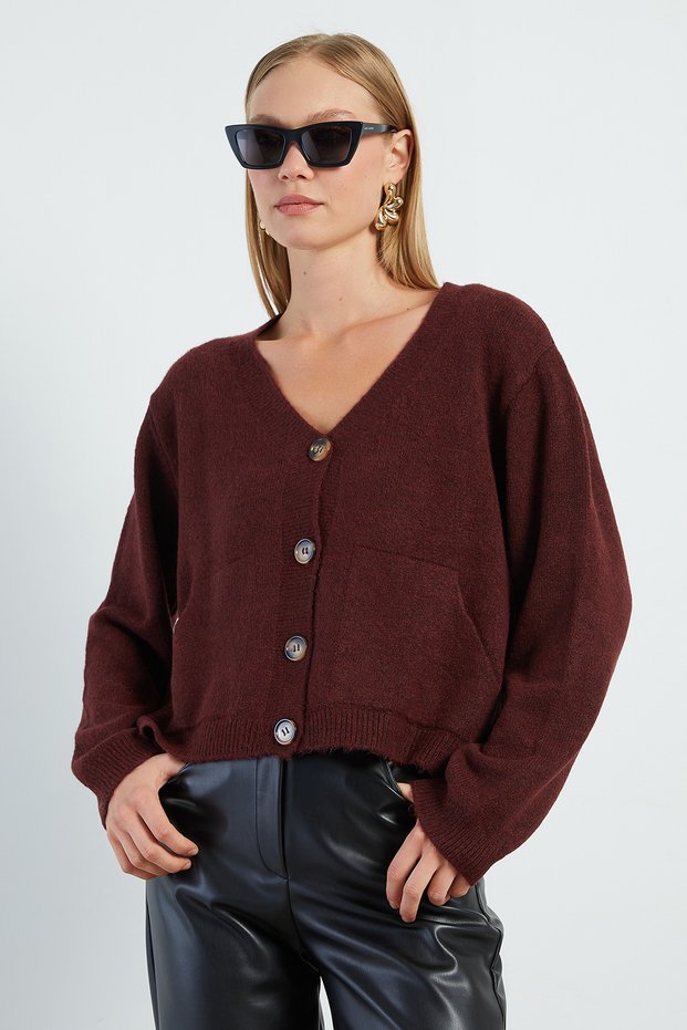Buttoned V-Neck Knitwear Cardigan