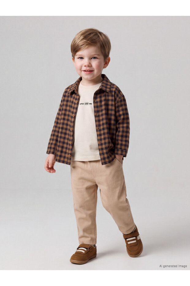 Rmz Gi̇yi̇m Farkiyla Checkered Baby Boy Gabardine Suit
