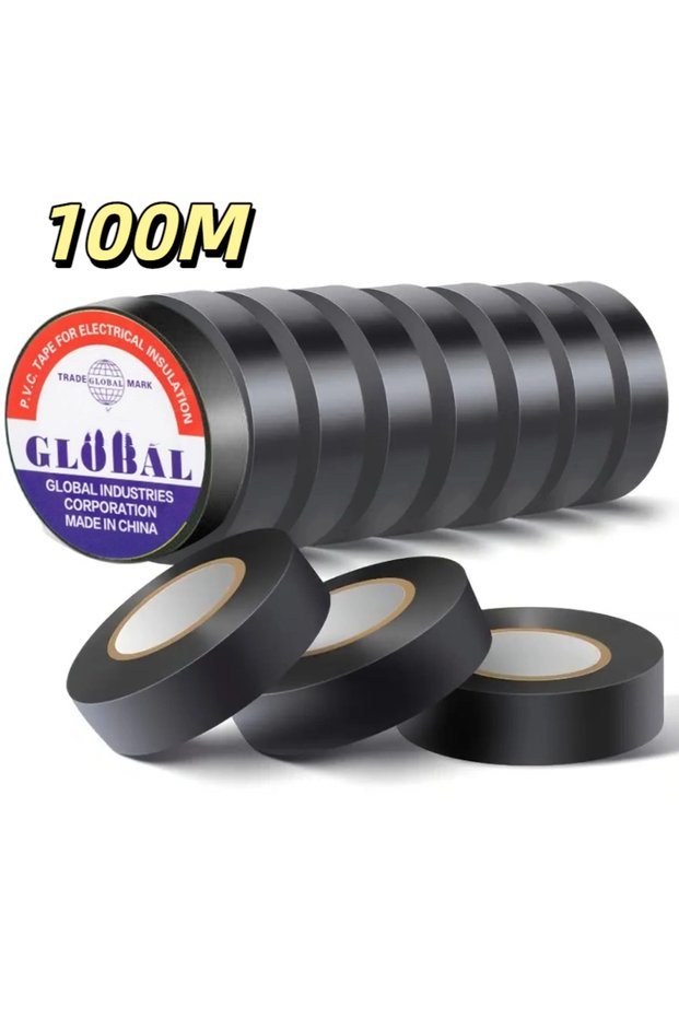 16mm 50M(5Rolls ) 10/100M Black Flame Retardant Electrical Insulation Tape Strong Adhesive Wire Harn