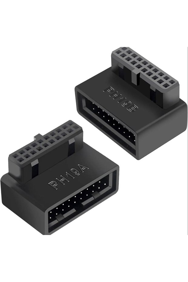 2Pcs PH19A PH19B USB 3.0 19/20pin Male to Female Extension Adapter Angled 90 Degree Converter for Mo