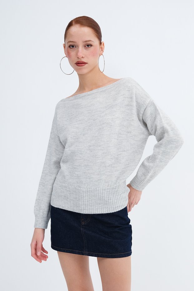 Boat Neck Knitwear Sweater K3526
