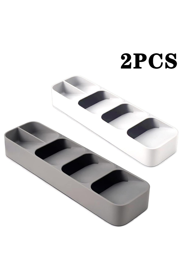 MIX-2PCS Multi-purpose Cutlery Storage Tray Cutlery Fork Spoon Compartmentalized Organizer Kitchen D